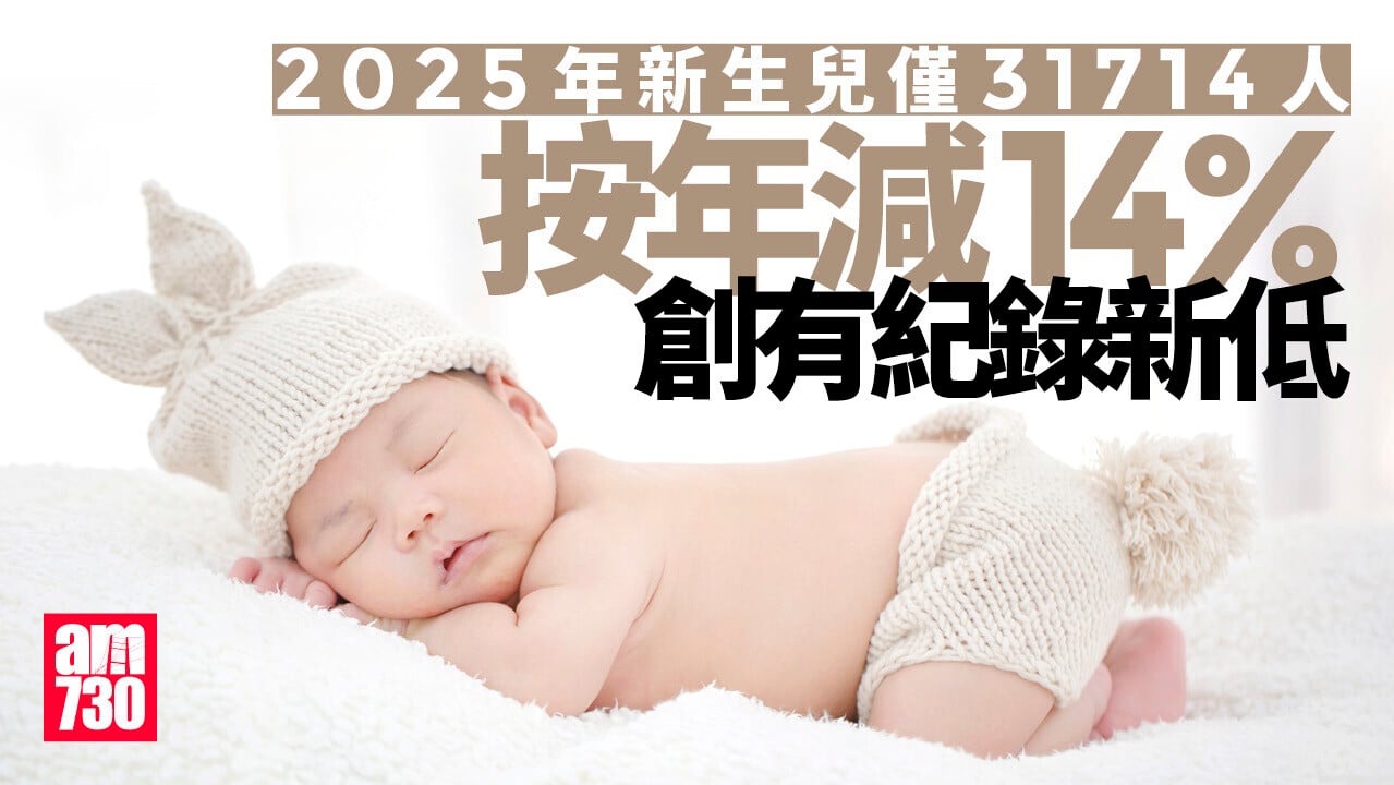 2025年新生兒僅31714人　按年減14%創有紀錄新低