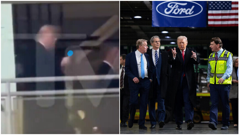 美國總統特朗普參訪福特汽車工廠。（圖／路透）