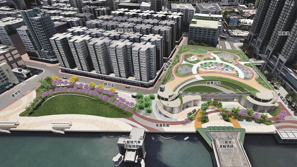 擬建的馬頭角園景平台及海濱長廊構想圖。(區議會文件截圖)