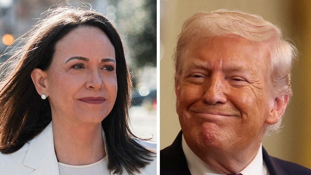 馬查多稱向特朗普贈送諾貝爾和平獎，表彰對委國自由的貢獻。(Reuters)