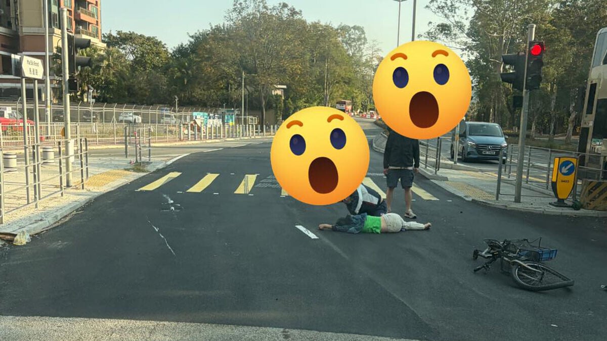 捱撞女子事發倒地，有途人上前協助。(FB群組「車cam L(香港群組)」圖片)