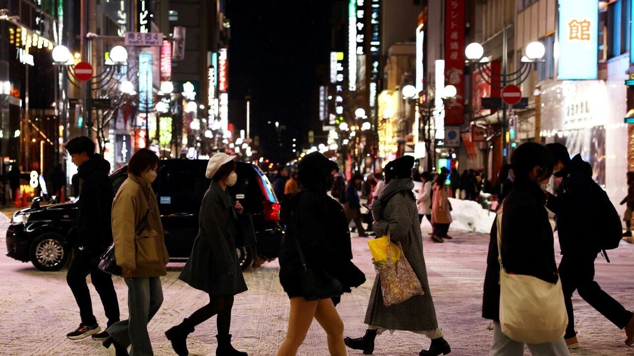 北海道札幌，在1月18日地面已有積雪。（路透社）