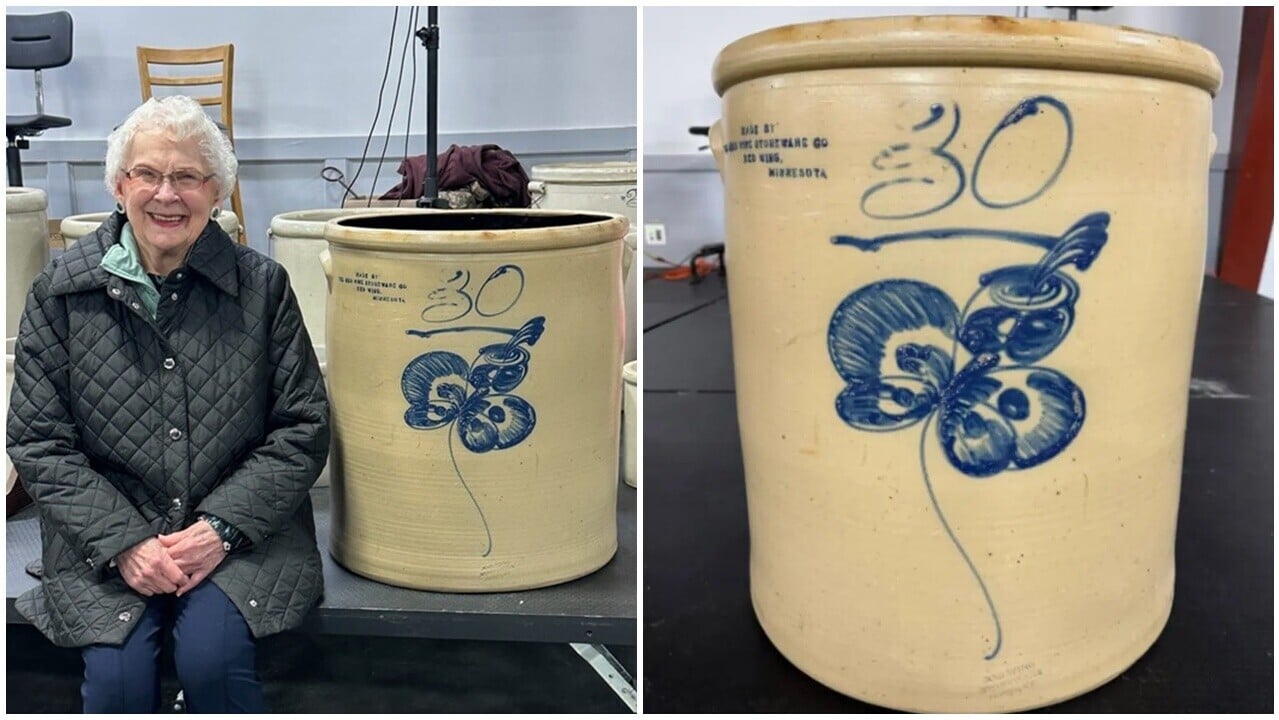 陶罐丟門口40年拍出25萬，九旬婦驚喜到腳軟。(X)