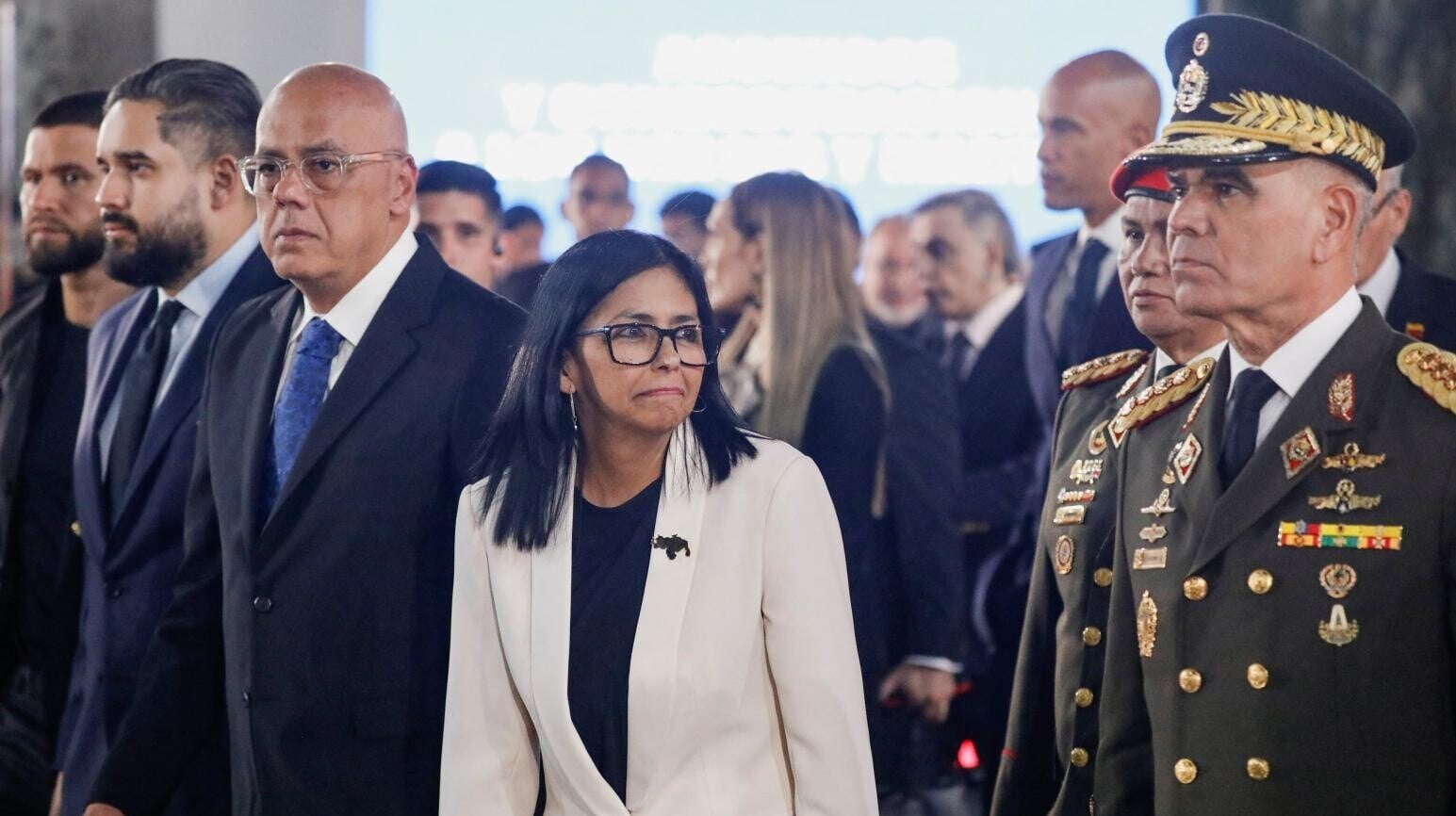 委內瑞拉代總統羅德里格斯（白衣者）傳將訪問美國。（圖／路透社）