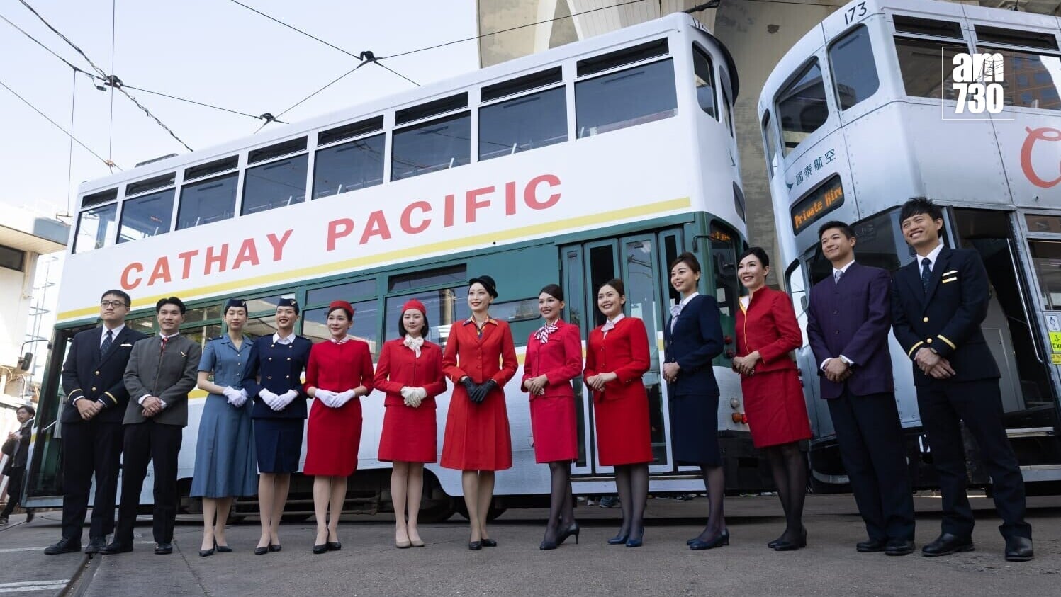 國泰80周年主題電車巡遊 經典塗裝題電車登場 (蘇文傑攝)