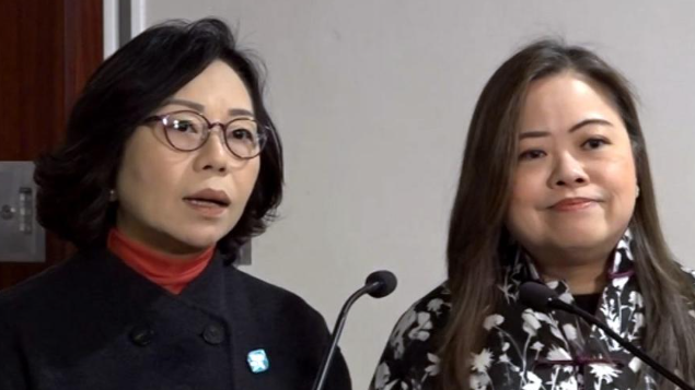 曾國衞因健康理由提出請辭，民政及青年事務局局長麥美娟、文化體育及旅遊局局長羅淑佩出席立法會政策簡報會後回應消息(港台圖片)