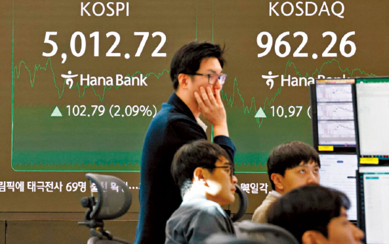韓國股市強勢，KOSPI指數上周突破5千點大關。(資料圖片)