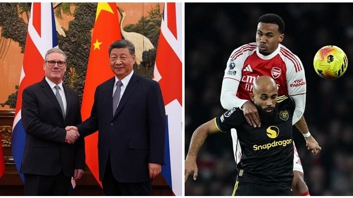 英媒報道施紀賢向習近平贈送了英超聯賽阿仙奴對曼聯所使用的足球。（路透社資料圖片）