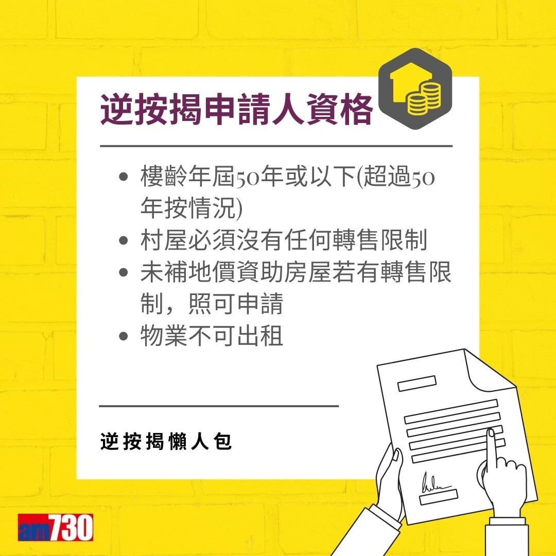 逆按揭|安老按揭申請資格(am730製圖)