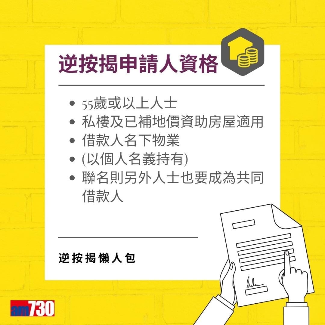 逆按揭|安老按揭申請資格(am730製圖)