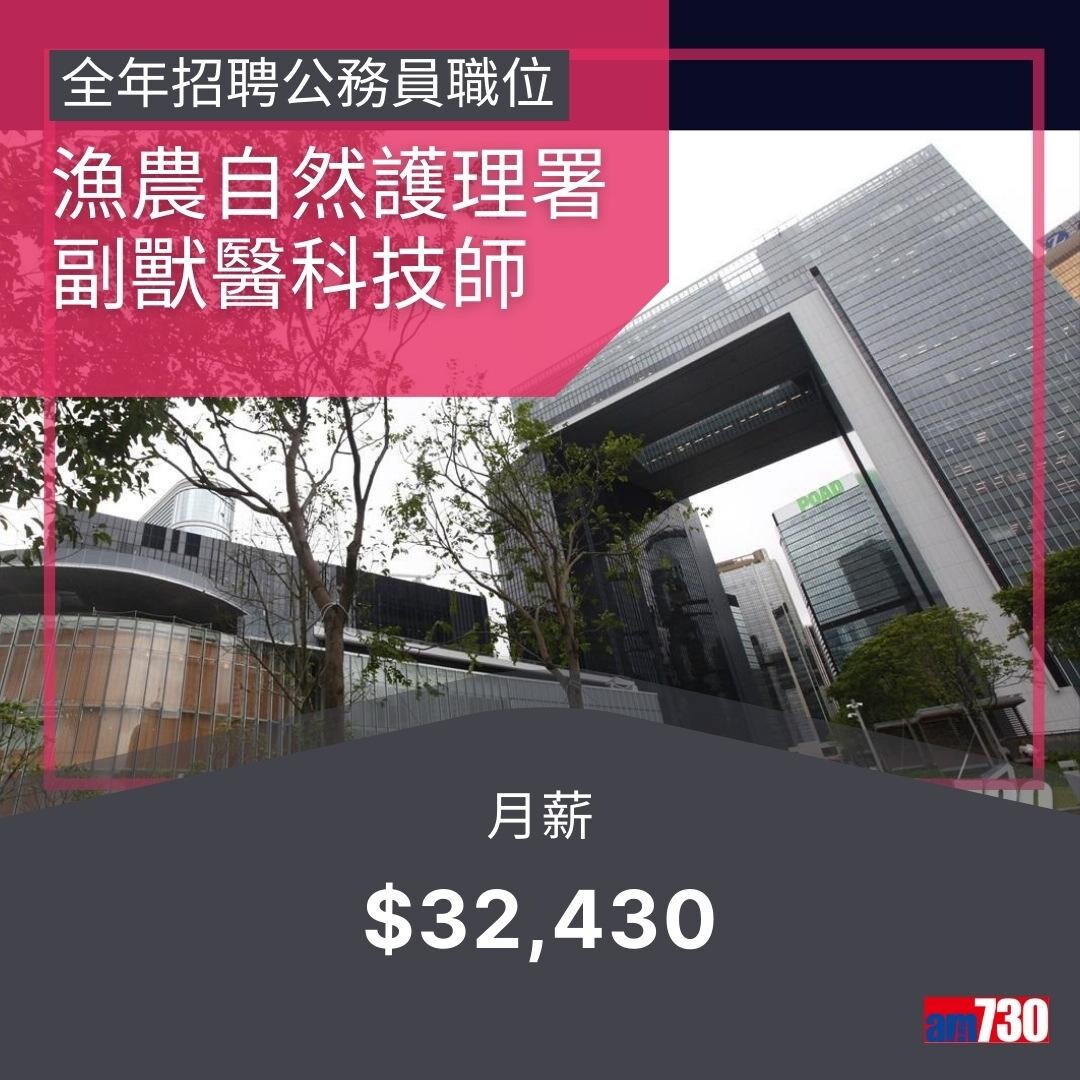 政府工|公務員13職位全年招聘,月薪$14,735~$75,585(am730製圖)