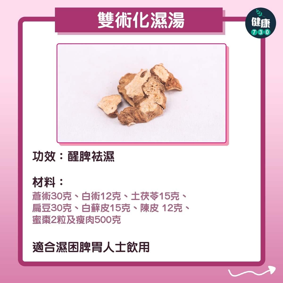 春天湯水|雙術化濕湯及老黃瓜茯苓扁豆湯去濕(am730製圖)