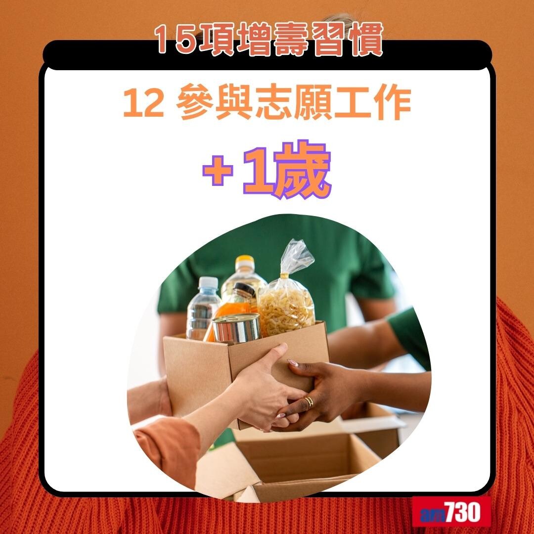 15項增壽習慣|參與志願工作+1歲(am730製圖)