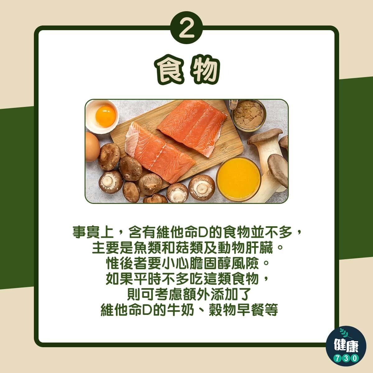 維他命D如何攝取?魚類等食物(am730製圖)