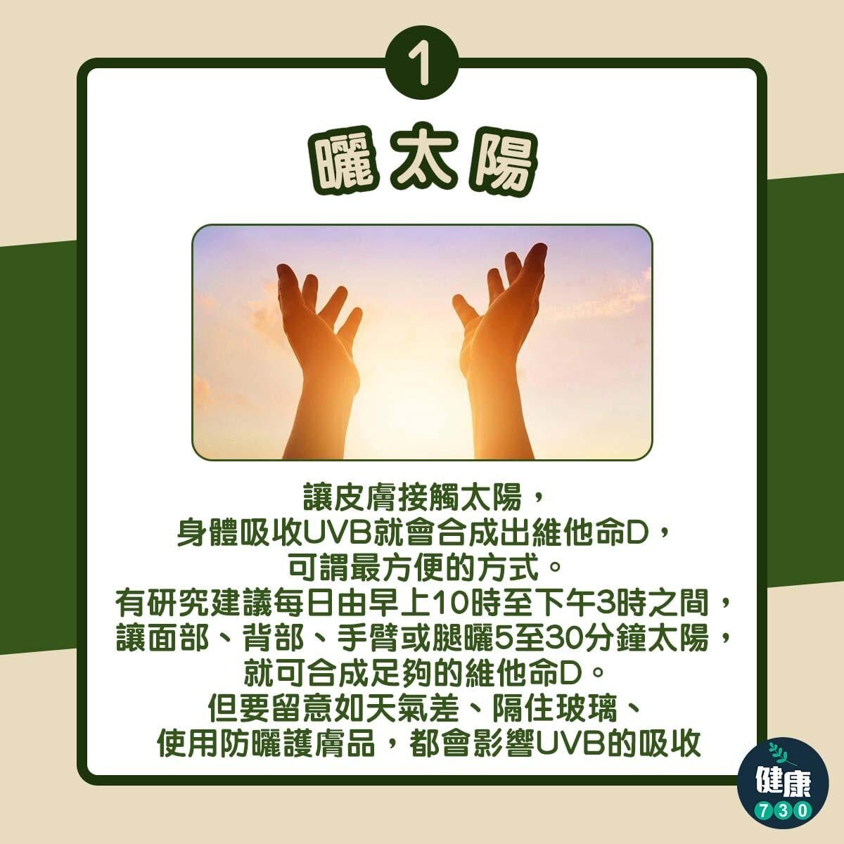 維他命D如何攝取?曬太陽(am730製圖)
