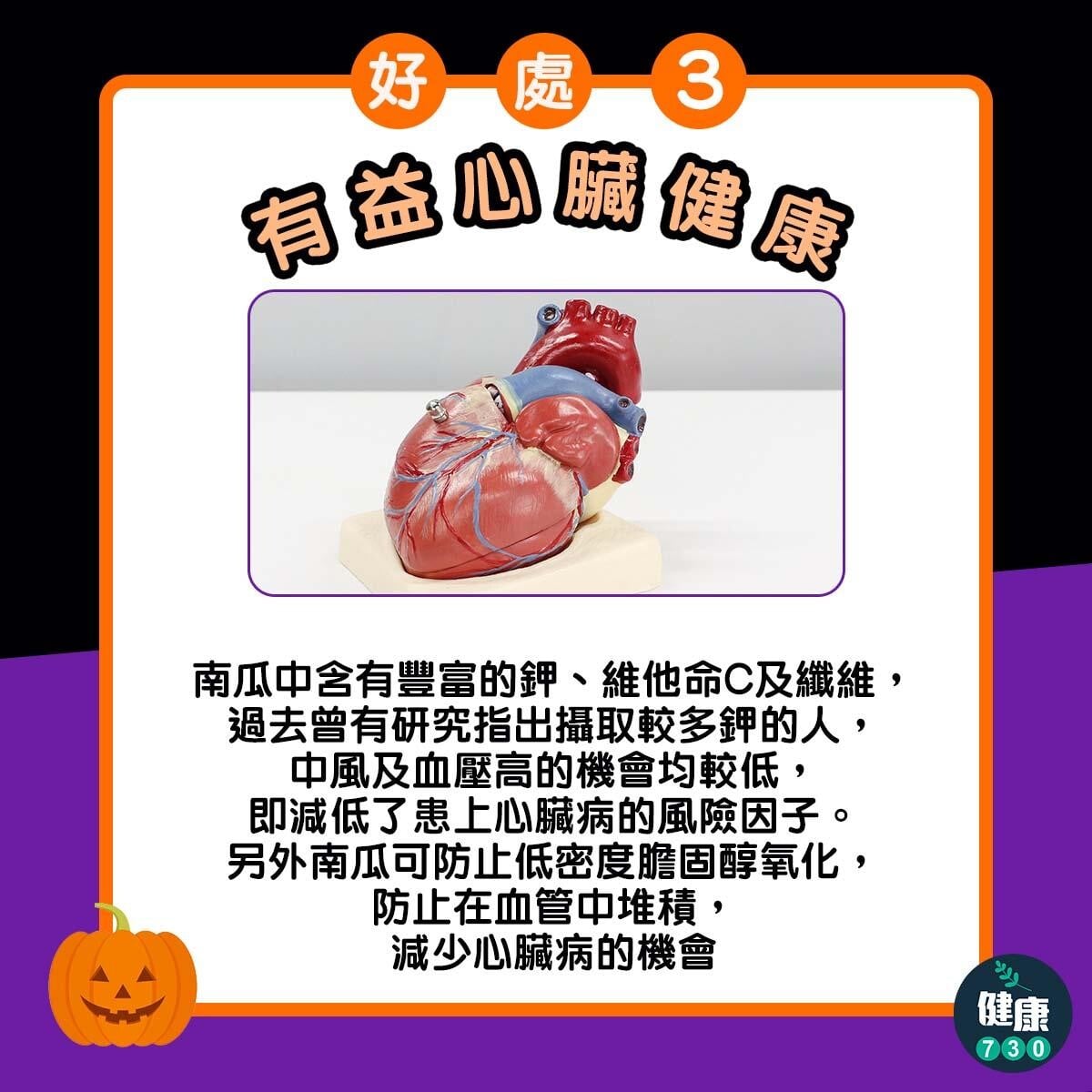 南瓜好處,對心臟好減肥好啱食|有益心臟健康(am730製圖)