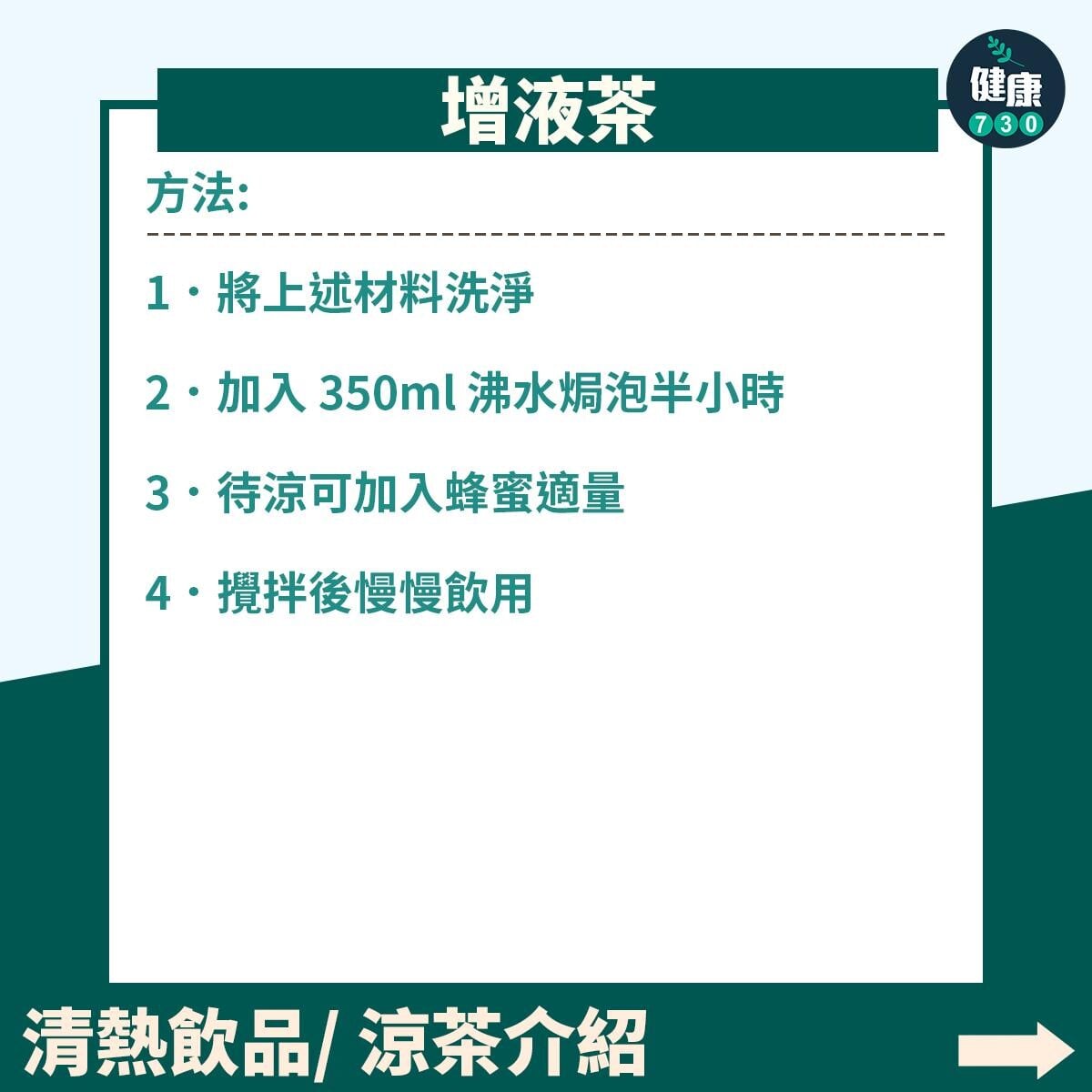 清熱飲品及食物介紹|增液茶(am730製圖)