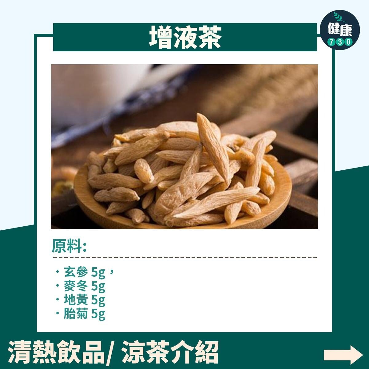 清熱飲品及食物介紹|增液茶(am730製圖)