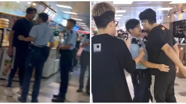 葵涌廣場2樓一間二手書店，一名22歲、持有香港身份證的巴基斯坦裔男銷售員疑因爭客問題與鄰舖職員起爭執。期間有人報案求助。警員處理案件期間有人極不合作及情緒激動，最終以「在公眾地方作出擾亂秩序行為」拘捕男子。(Threads)