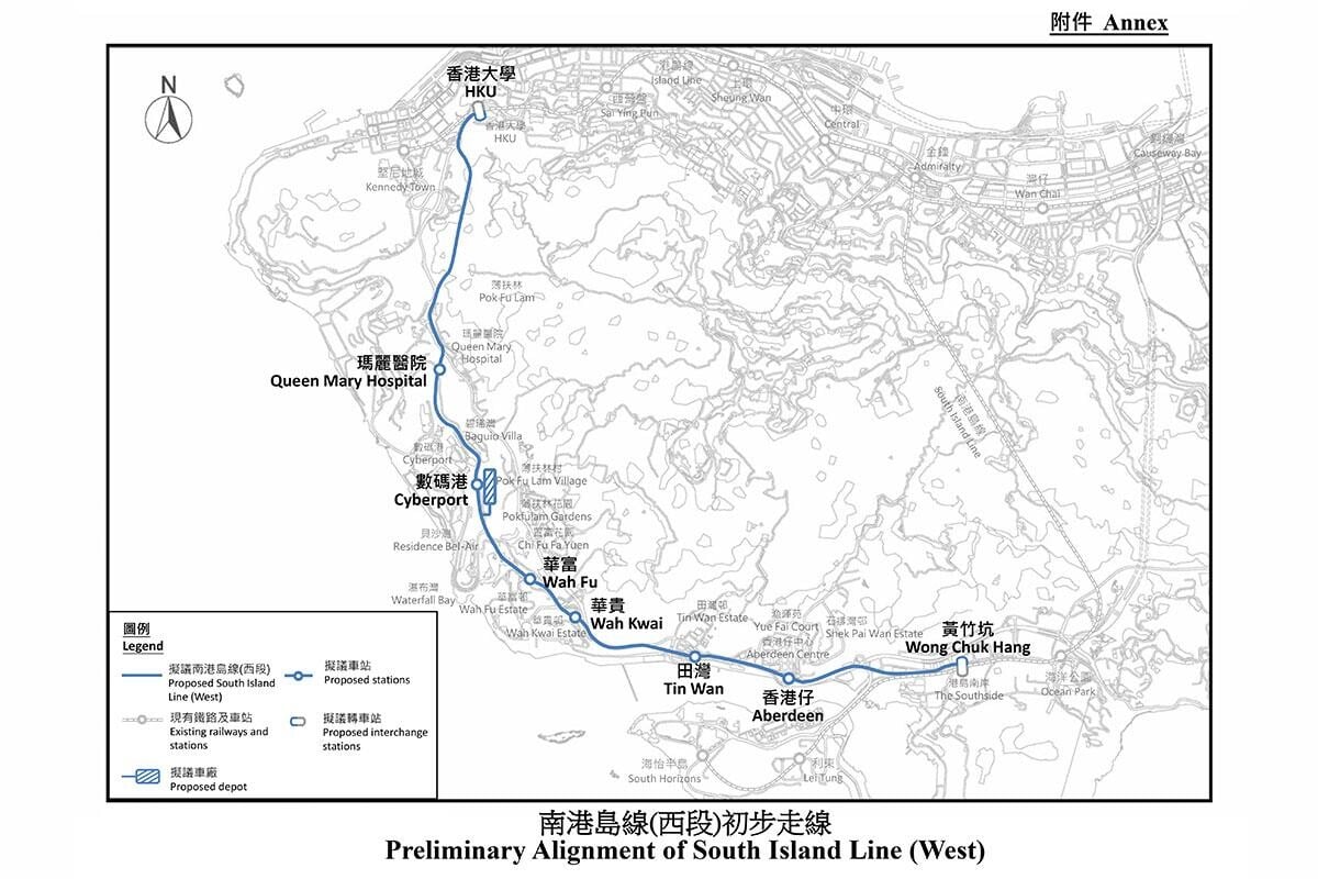 政府公布南港島線(西段)的初步走線,設有8個車站。(政府新聞處)