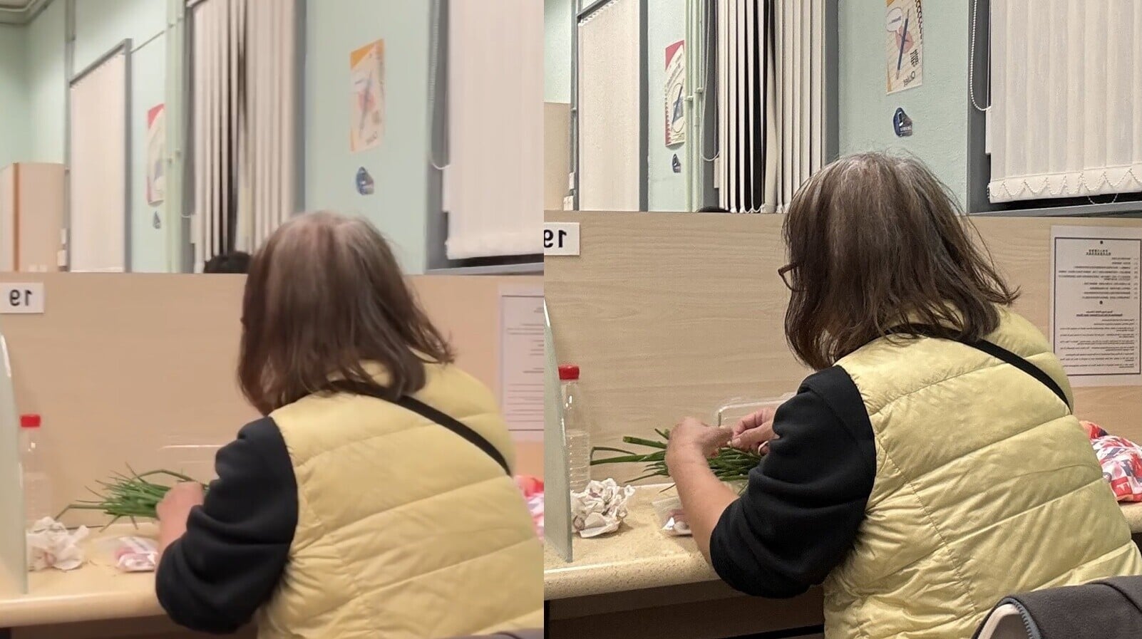 一名婦人在自修室內搣蔥。(unicorn.1128189@Threads)