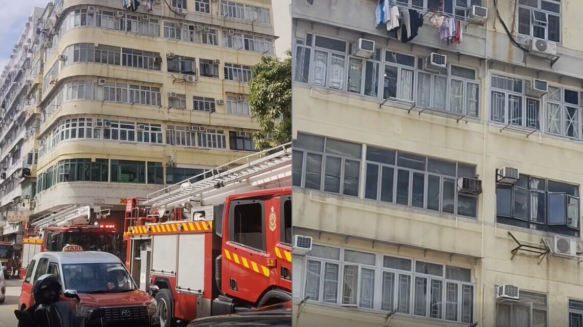 火舌從窗外湧出。(Peter Wong@車cam L（香港群組）)