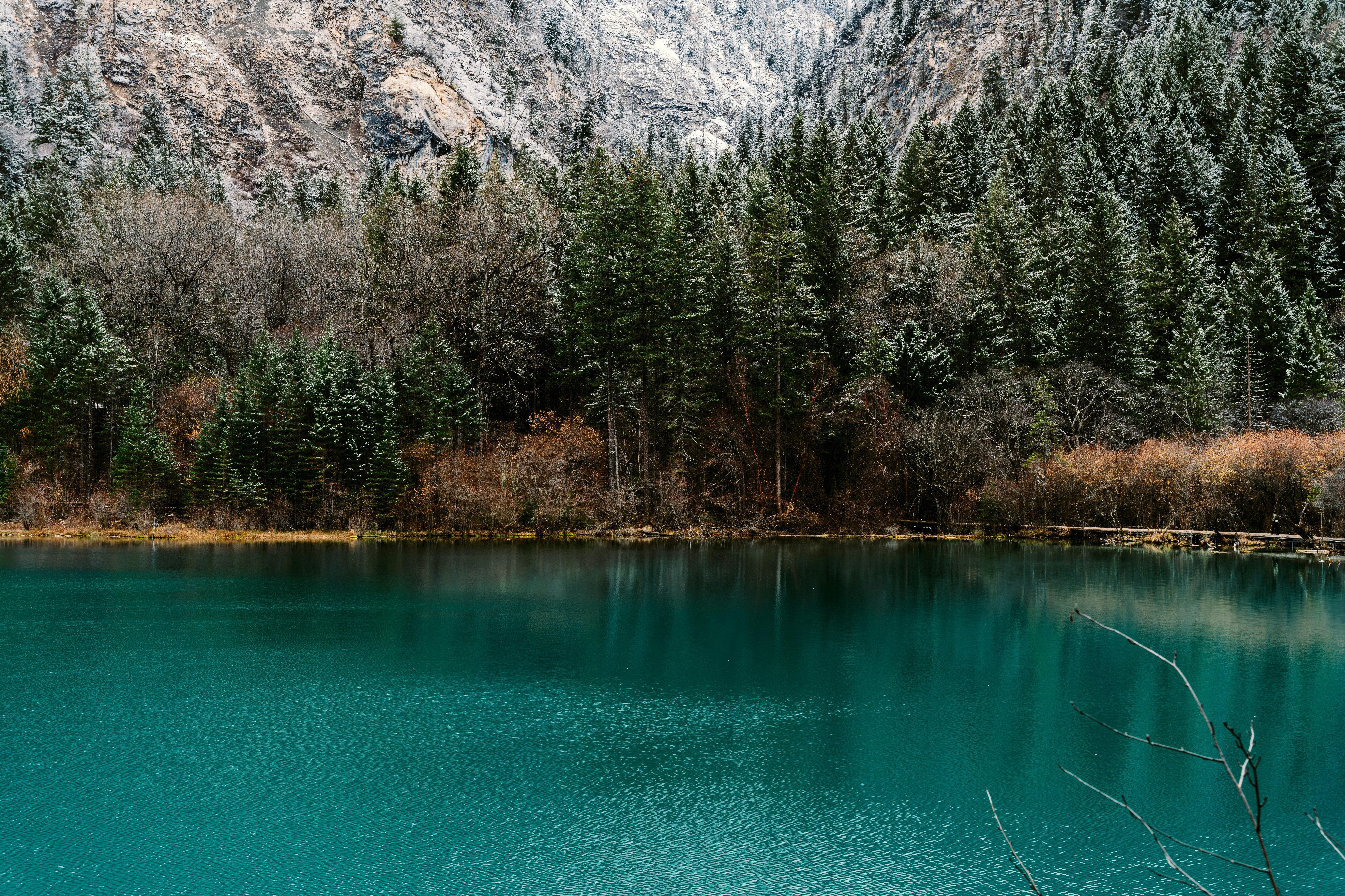 但九寨溝的風雪美景,不同於北方的寒冬積雪,不是那種厚重的冰封感覺,反而是一種寧靜致遠的景象,別有一番風情。
