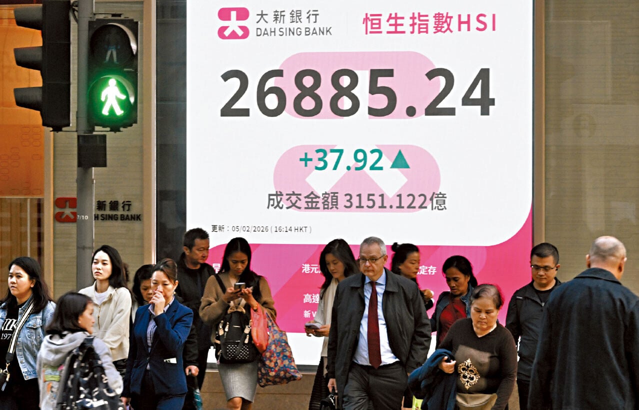 恒指連升3日，惟累計進帳只有110點。(中新社)