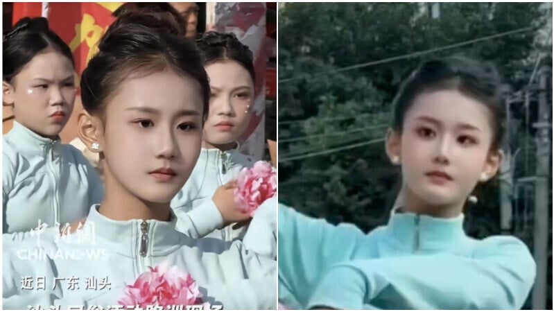 內地一名小學生因外貌精緻、氣質溫婉走紅。（圖／翻攝微博）