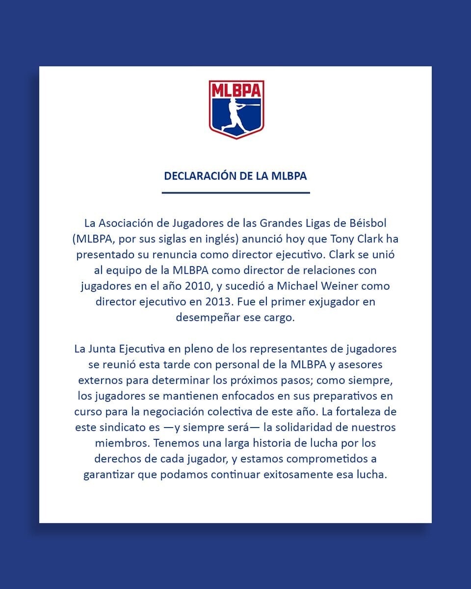 美國職棒大聯盟球員工會(MLBPA)執行董事辭職