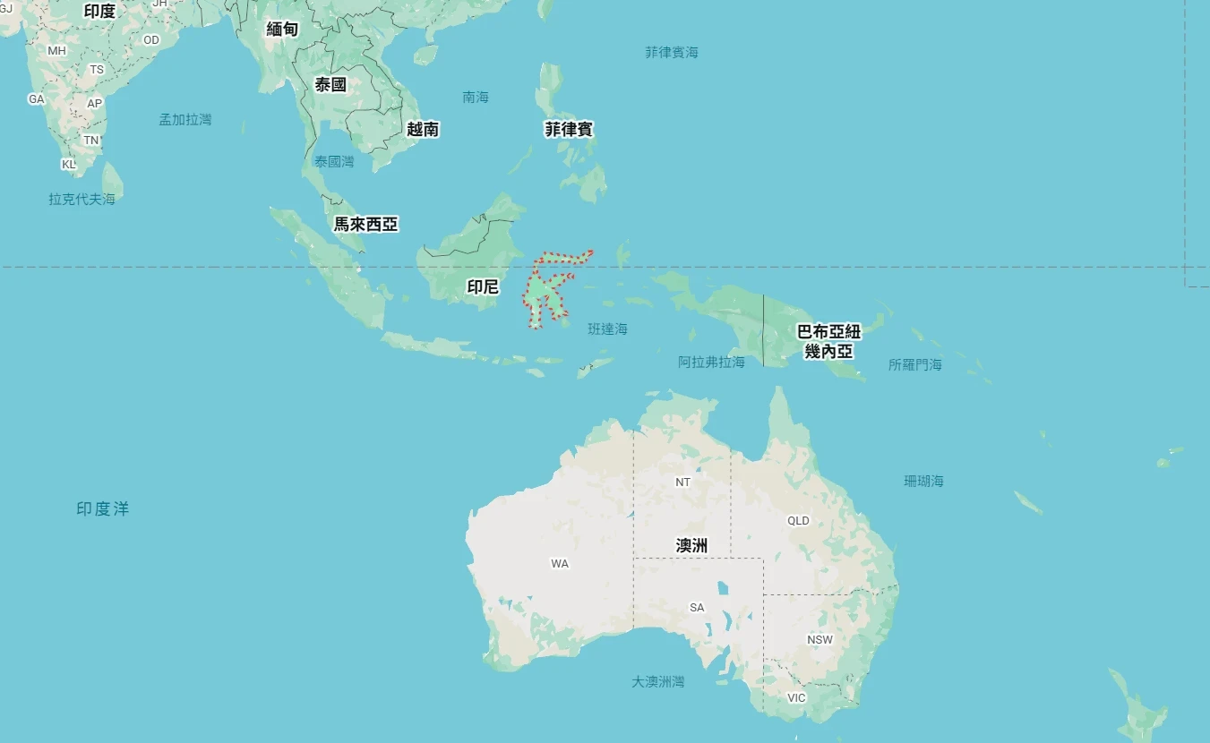 印尼蘇拉威西島(紅圈處)。(圖/翻攝Google Maps)