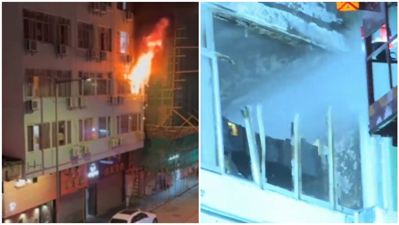 旺角「學生公寓」尿袋起火，8名留學生不適送院。(有線新聞截圖)