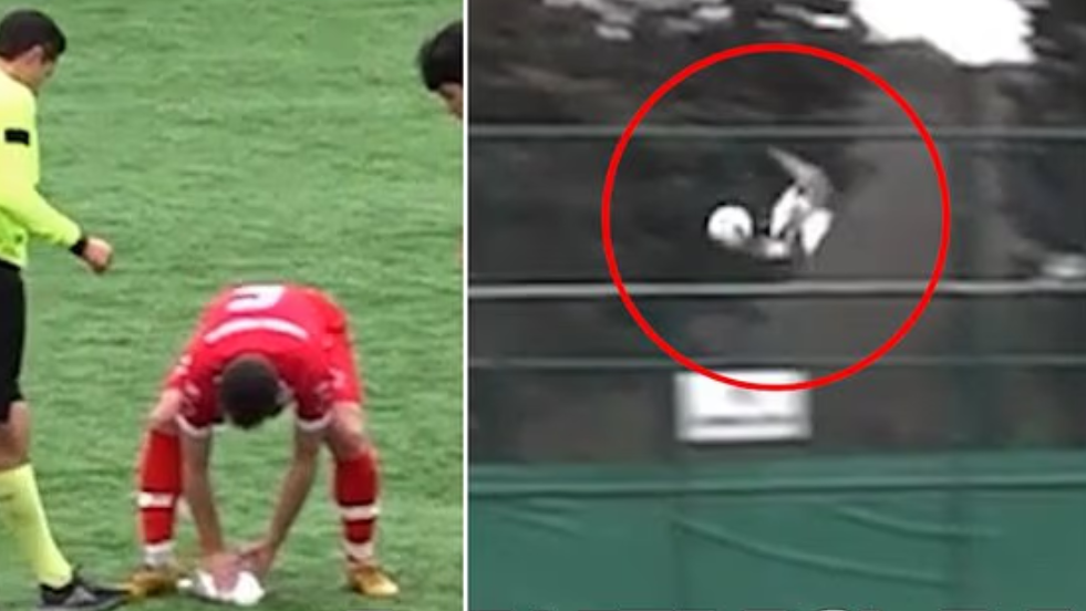 土耳其伊斯坦堡一場業餘足球比賽，一隻海鷗被開出的足球「擊落」掉至場上，球員即為牠進行心肺復甦術（CPR），最終成功挽救生命。（影片截圖）