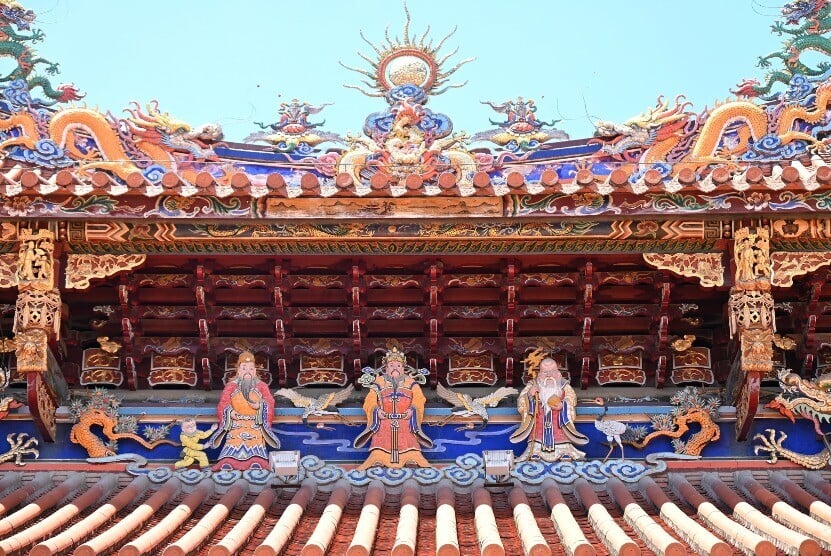 元妙觀的剪瓷雕集中在凌霄殿屋脊上,工藝精妙絕倫。(圖片來源:視覺中國)