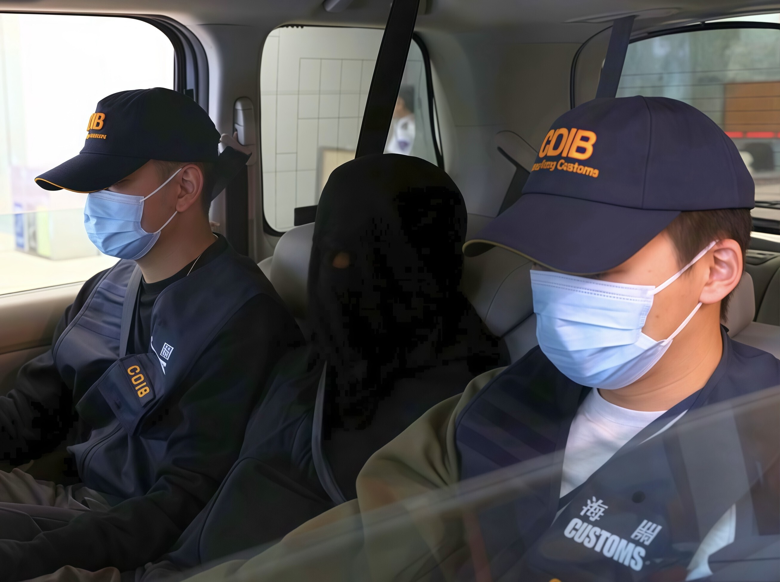 圖示懷疑涉案的外籍男子(中)。(政府新聞處)