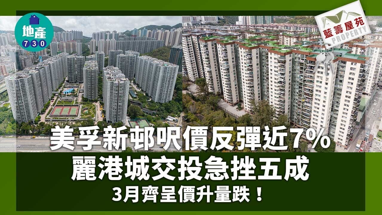 藍籌屋苑｜美孚新邨呎價反彈近7% 麗港城交投急挫五成