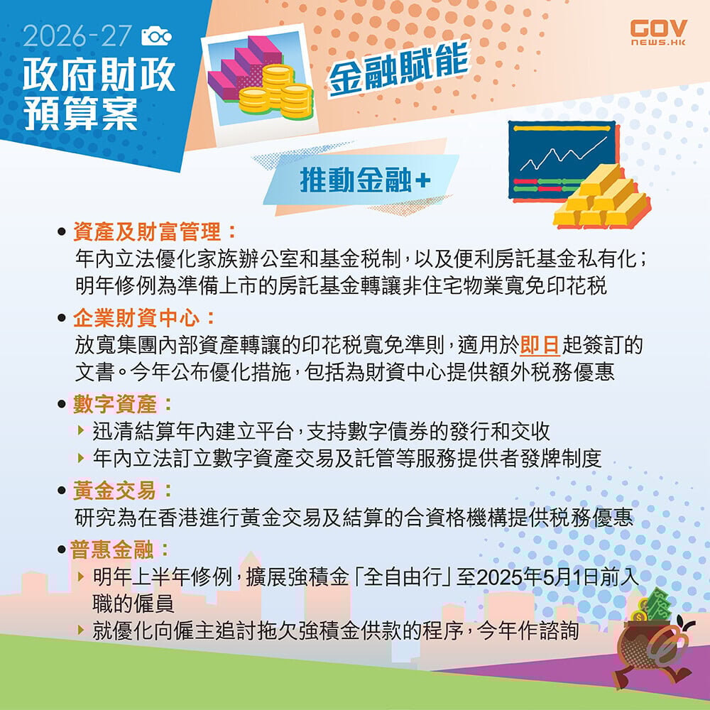財政預算案2026懶人包，推動金融（添馬台）