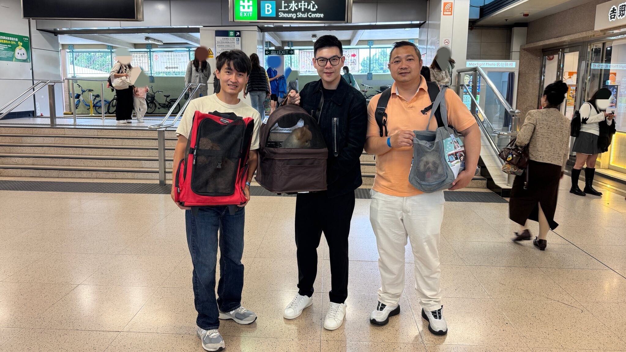 譚鎮國攜愛犬參與「全城狗狗行善日」搭港鐵，稱寵主是留港消費重要組群。(譚鎮國Facebook)