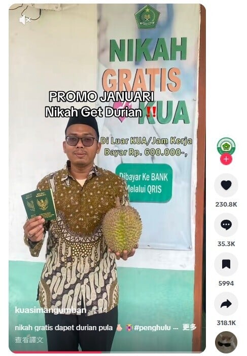 相關影片在短時間內沖上印尼熱搜,狂攬數十萬點擊與數萬條留言。(TikTok)