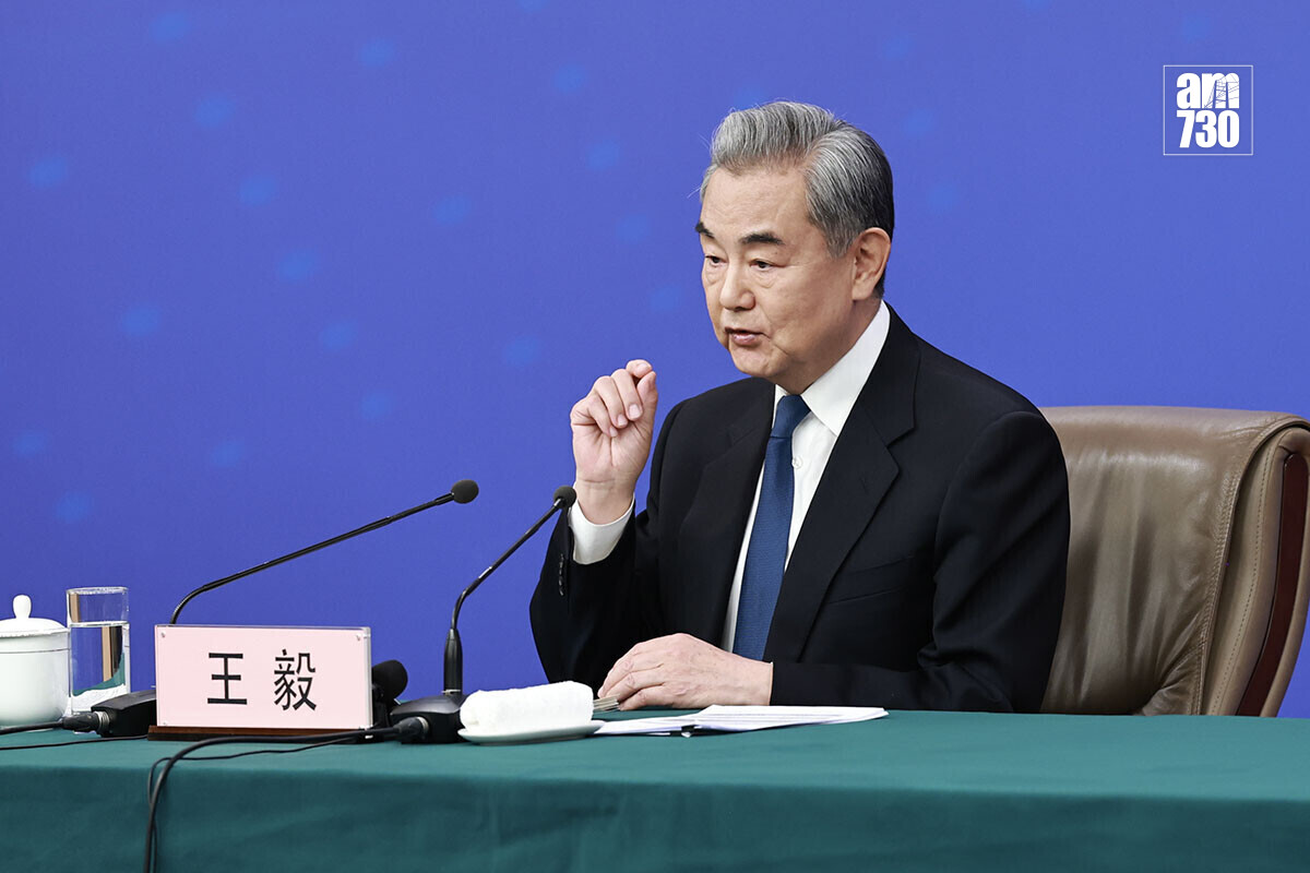 王毅表示,中國的台灣地區出了事,日本有甚麼權力行使自衛權。(中新社)