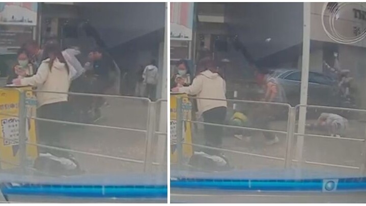 九龍灣臨興街美羅中心對開一輛私家車突失控剷上行人路撞倒多名途人，車Cam片段曝光。(影片截圖)
