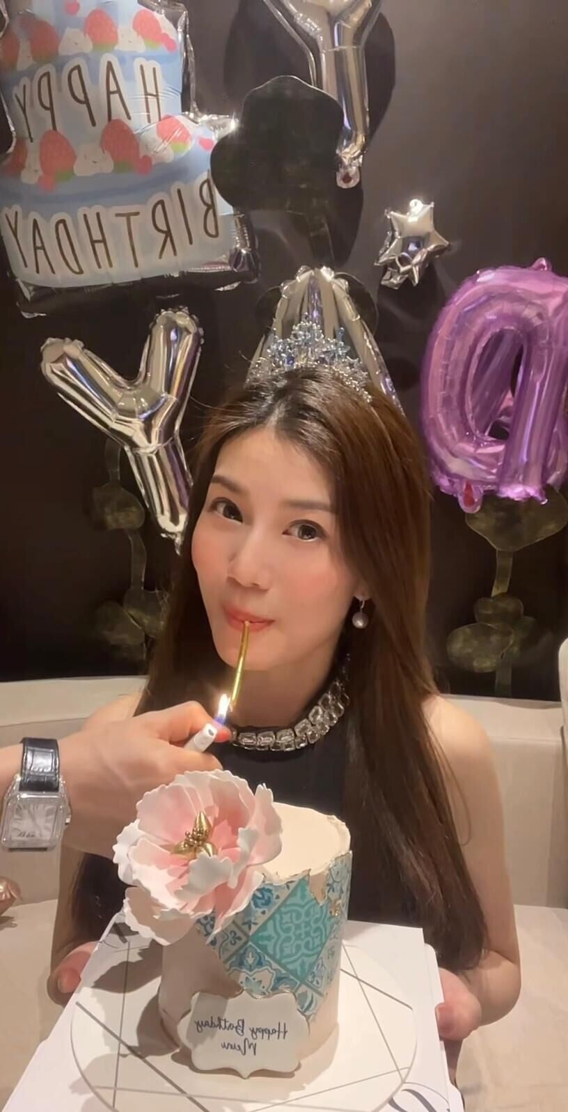 張美妮於社交平台分享慶祝46歲生日照片及影片
