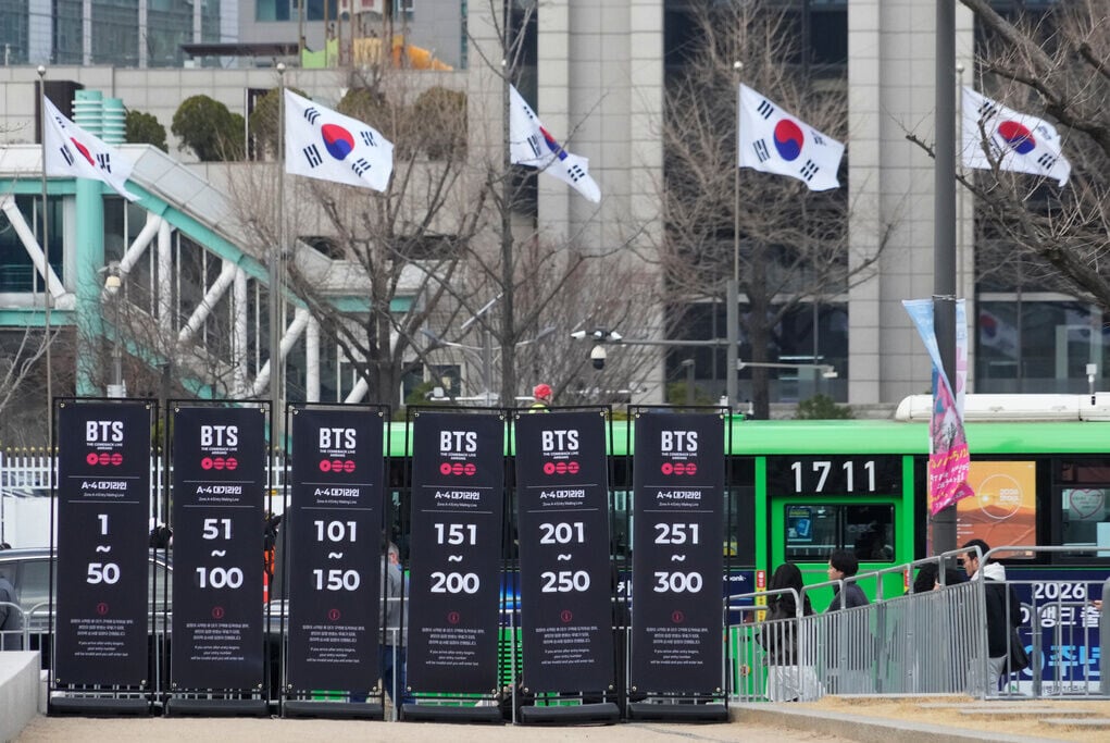 BTS演唱會將在首爾光化門廣場舉行。(美聯社)