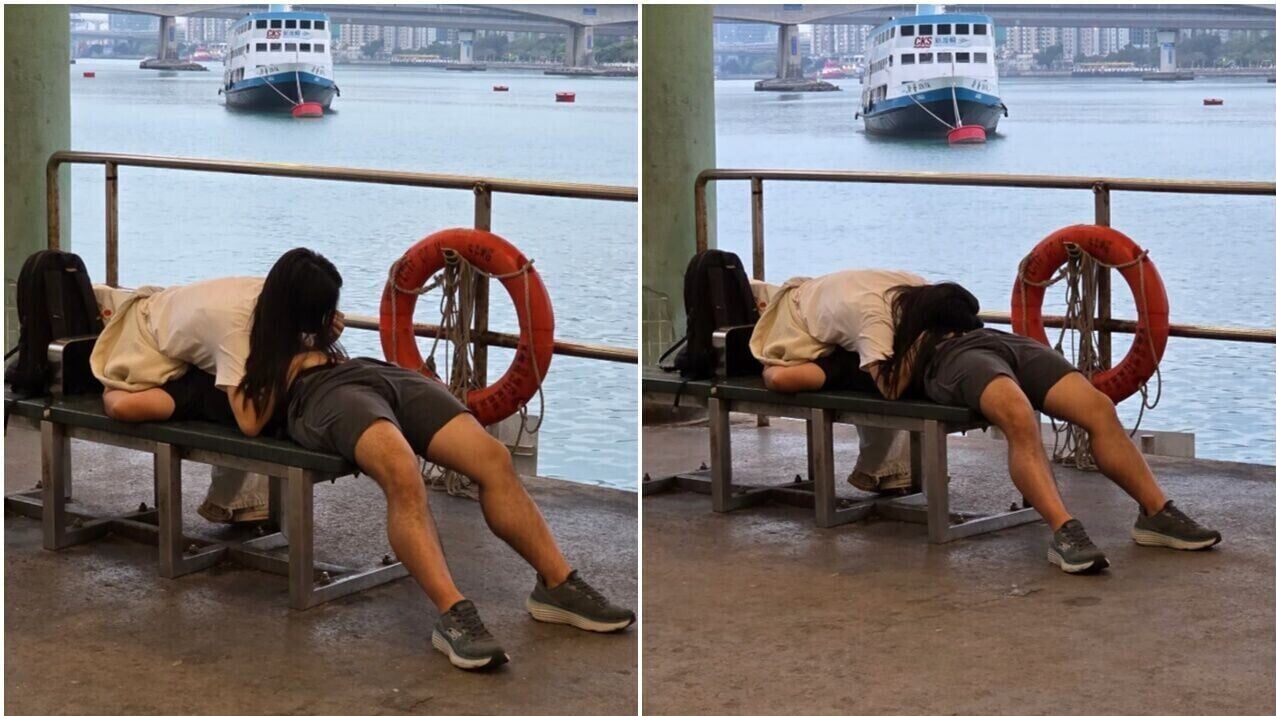 荃灣海濱情侶奇特別睡姿惹熱議　網民反應兩極