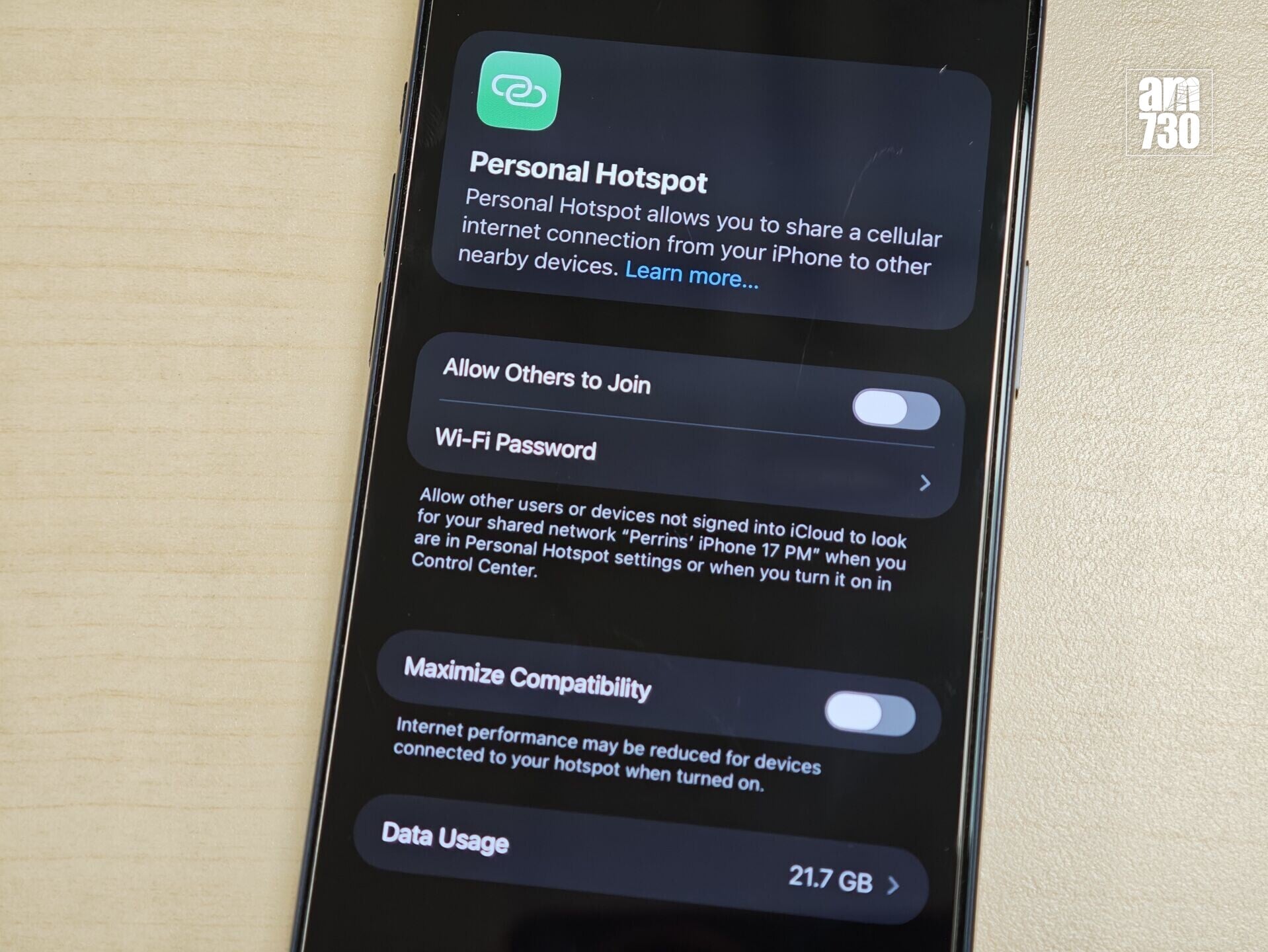 iOS 26.4熱點可查看數據用量。