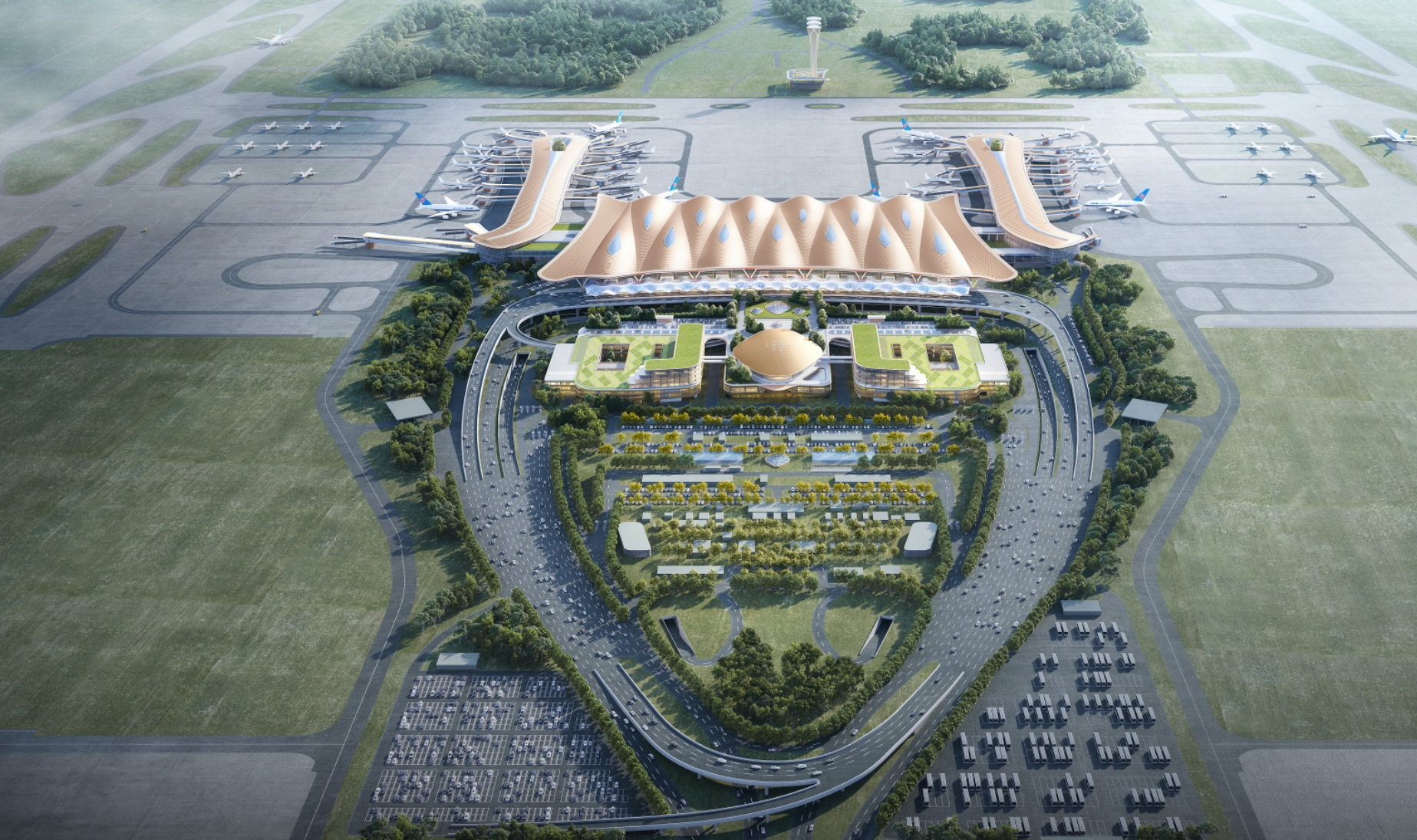 位於廣東省佛山市高明區的廣州新機場項目動工,目標在2030年建成(設計圖片)