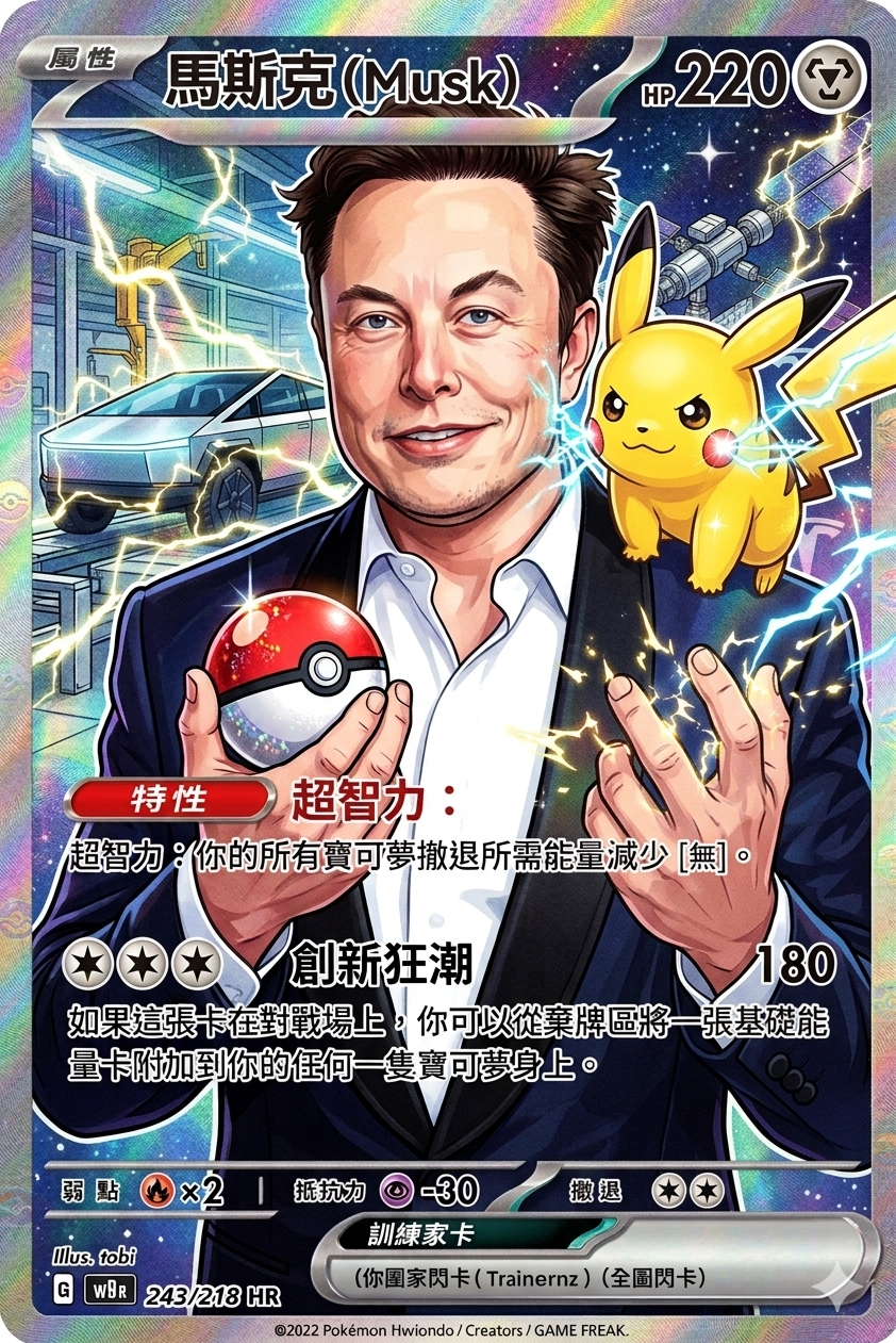 Gemini教學|超簡單生成Elon Musk寶可夢卡牌。
