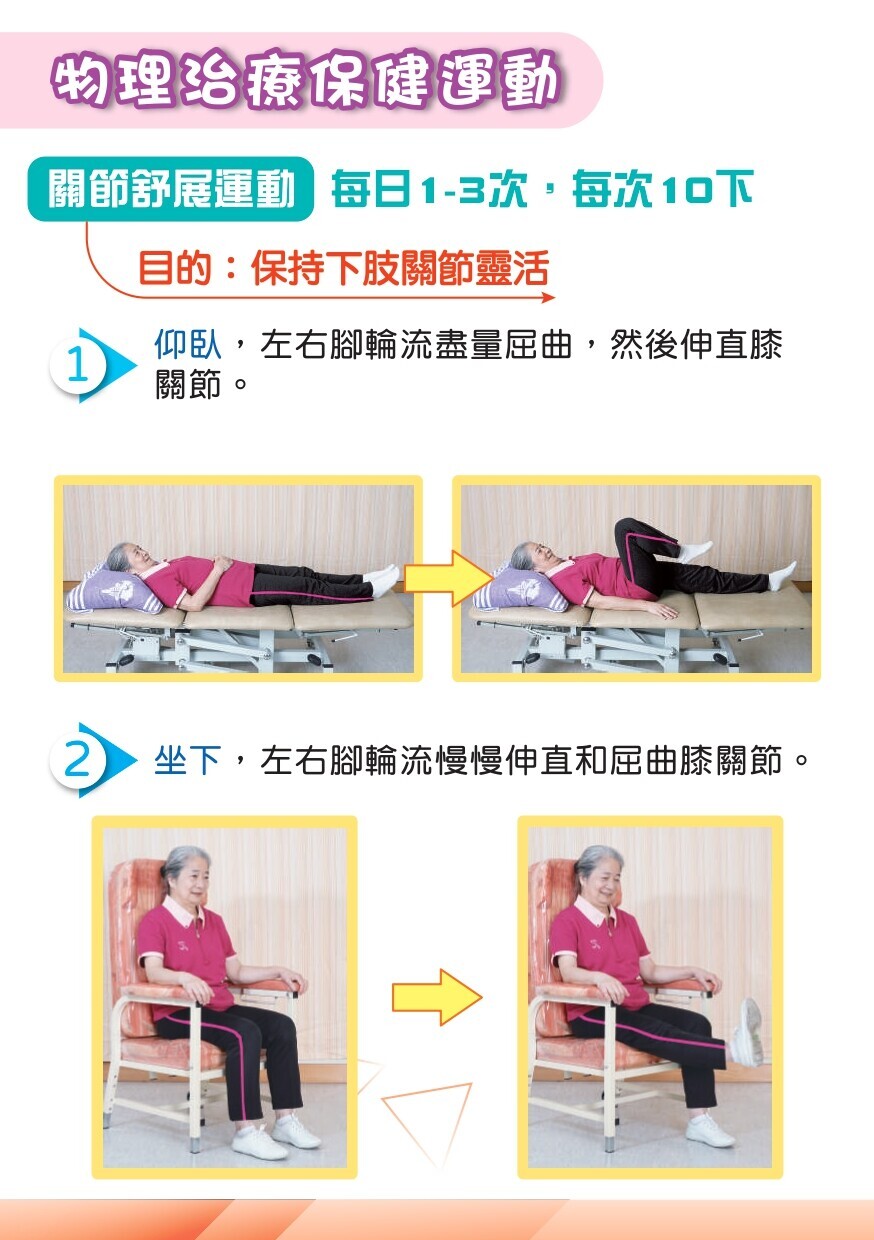 退化性膝關節炎：護理及運動，關節舒展運動（衛生署）