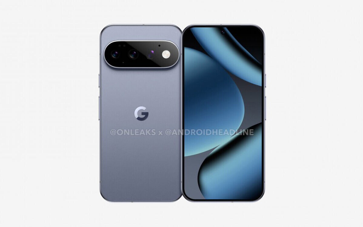 Pixel 11 Pro 效果圖,可看到機背鏡頭組採新設計,在沿用橫向橢圓鏡頭組風格外變為全黑塗裝。