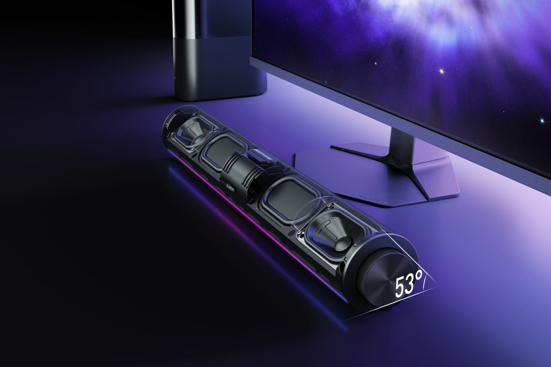 小米Xiaomi Desktop Speaker Pro Set採用53度上傾設計。